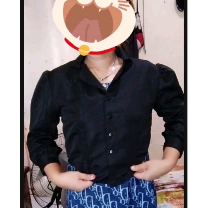 Kemeja Crop Puff Lengan Panjang