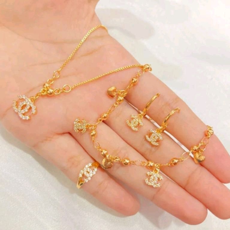 ART R72C satu set perhiasan anak perempuan remaja titanium gold anti luntur