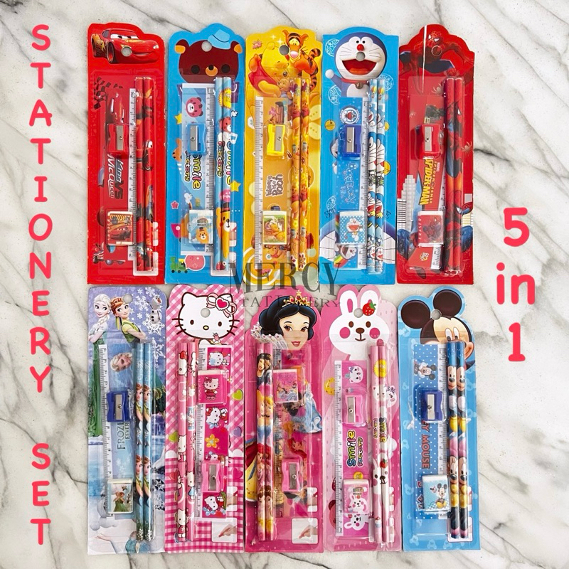 

Study Set Stationery isi 5 Karakter 5 in 1 Paket Alat Tulis Pensil Set Pencil Eraser Sharperner Ruler