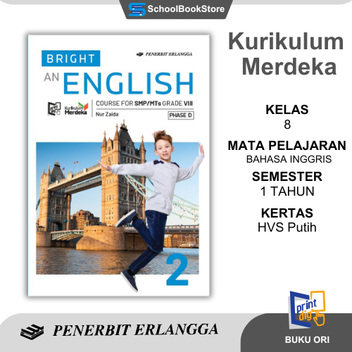 Buku Paket Bahasa Inggris Kelas 2 8 SMP Kurikulum Merdeka Erlangga