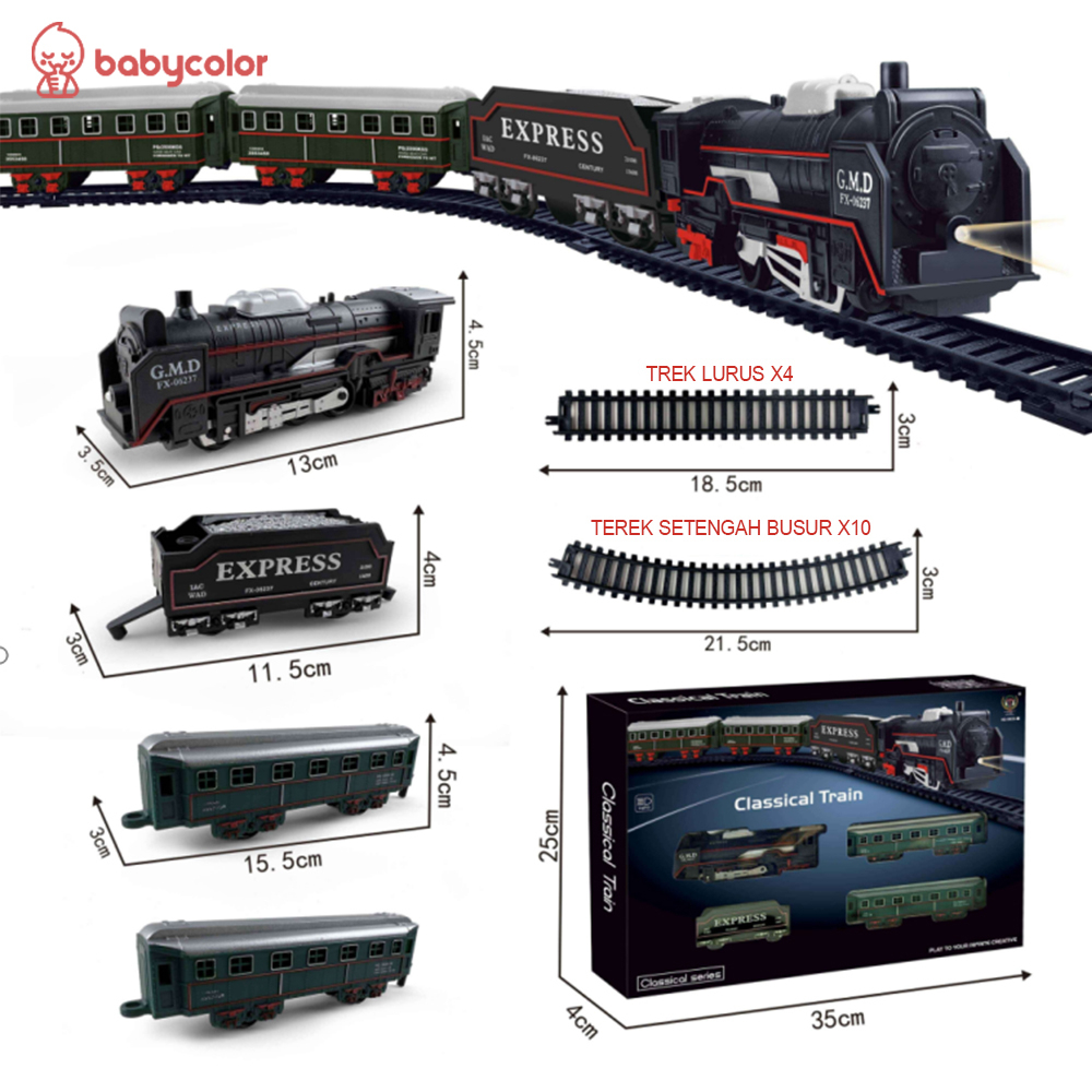 BABYCOLOR Mainan Anak Kereta Api Rail King Kereta Api Rel Panjang Kereta Api Mainan Kereta Api Thoma