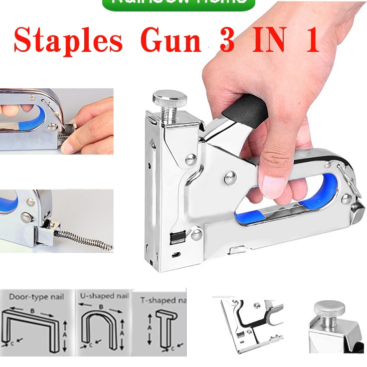 

Hadir Terbatas Staples Gun Tacker Mollar 3 in 1 Staple Jok Tembak Hekter 3 Way Dapat 3 jenis paku3 in 1 Staples Gun Tacker Mollar