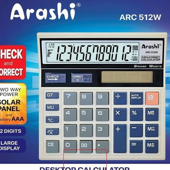 

Spesial Diskon Arashi Kalkulator Calculator ARC 512W PUTIH 12 Digit Layar Besar