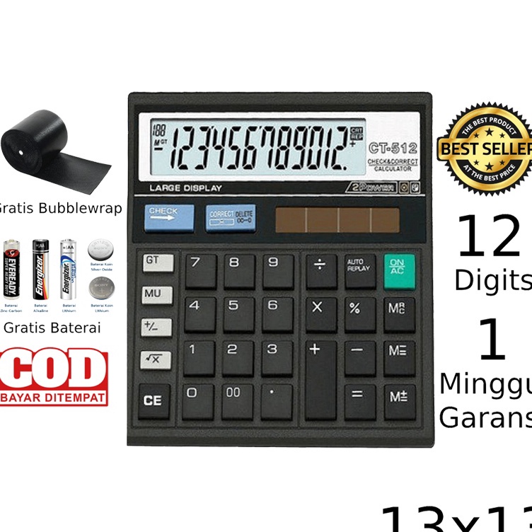 

Hadir Surprise Kalkulator CITIZEN CT 512 12 Digit Calculator Check Dual 2 Power