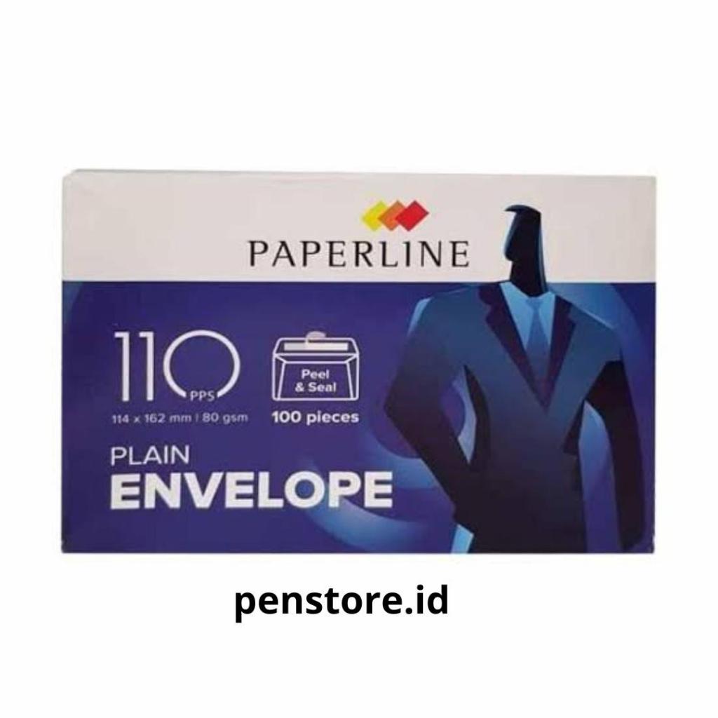 

Amplop Paperline No. 110 + Lem / Perekat uk (114x162)mm isi 100lbr / amplop uang putih (dos biru)