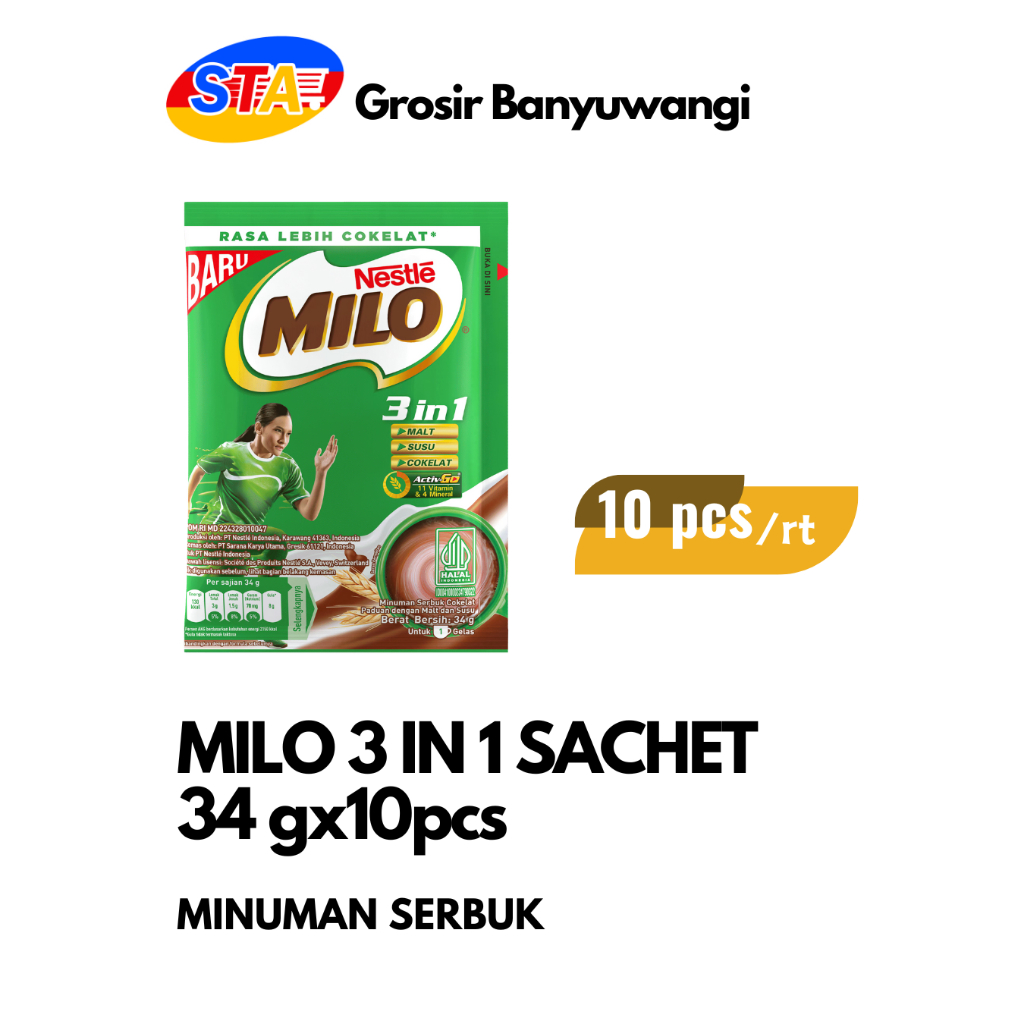 

[JATIM] MILO 3 IN 1 34 GR | MINUMAN SERBUK SACHET