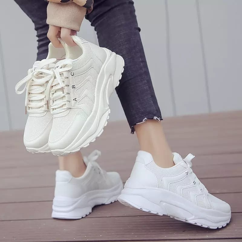 Sepatu Wanita Kekinian Polos Sepatu Putih ABC