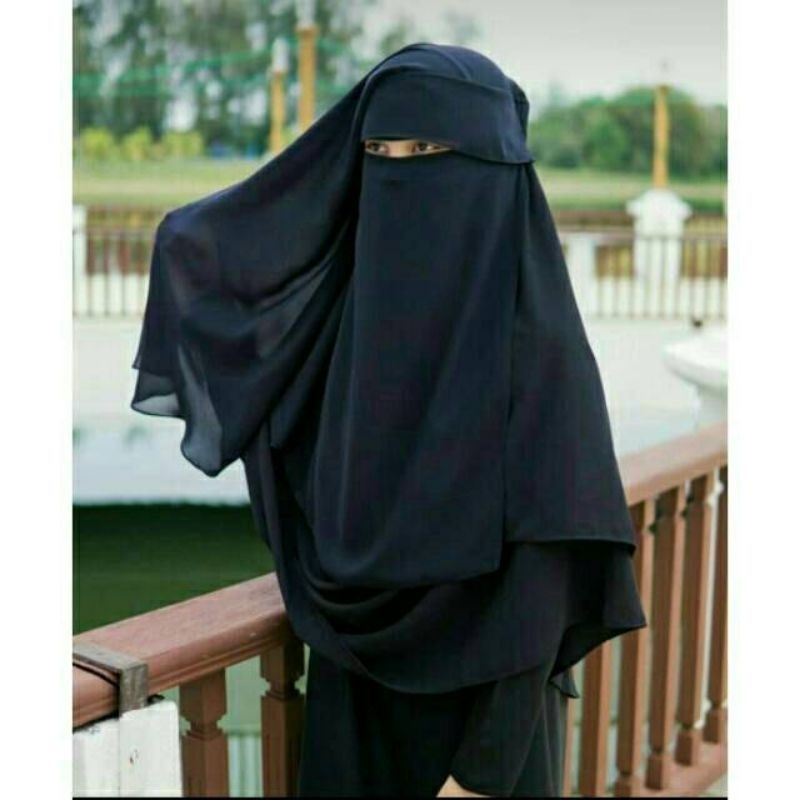Cadar Niqab yaman poni polos termurah Cadar Yaman poni polos panjang layer belakang 98 cm cadar yama