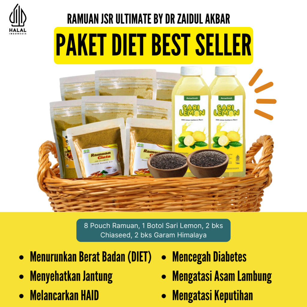 

[PAKET DIET BEST SELLER] - Ramuan JSR Ultimate - Resep By Dr. Zaidul Akbar - Bagus Untuk Diet dan Mengatasi Asam Lambung