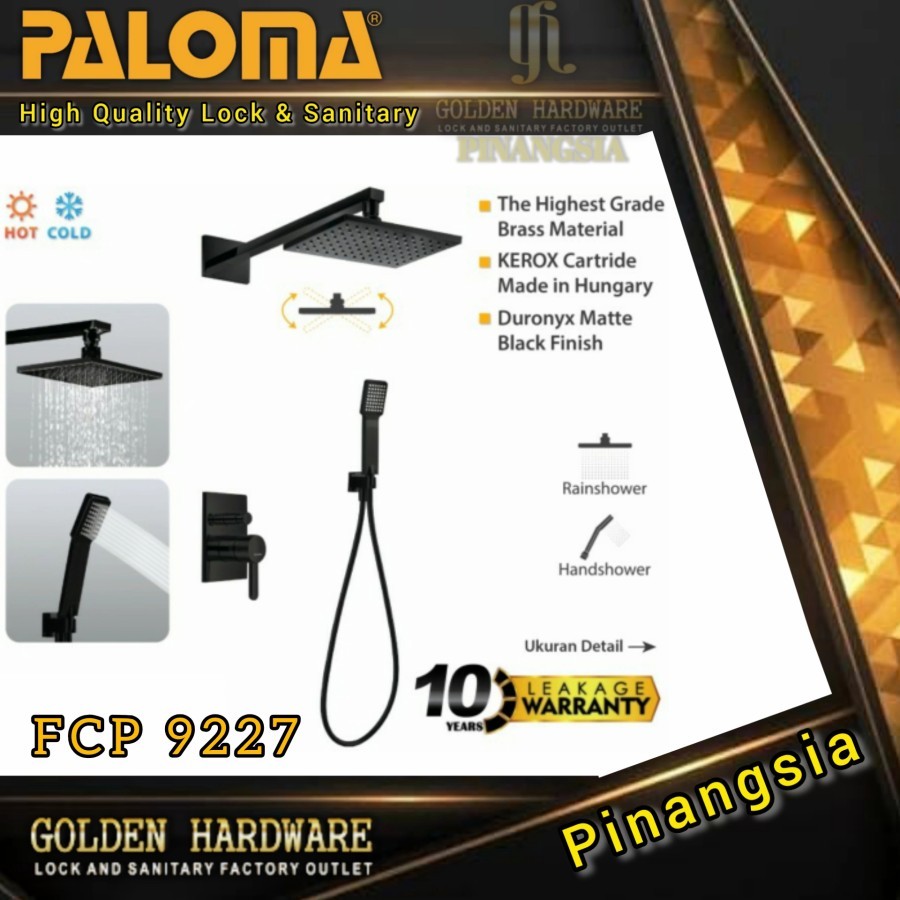PALOMA FCP 9227 SHOWER SET TANAM KERAN AIR PANAS DINGIN HITAM MATTE BLACK