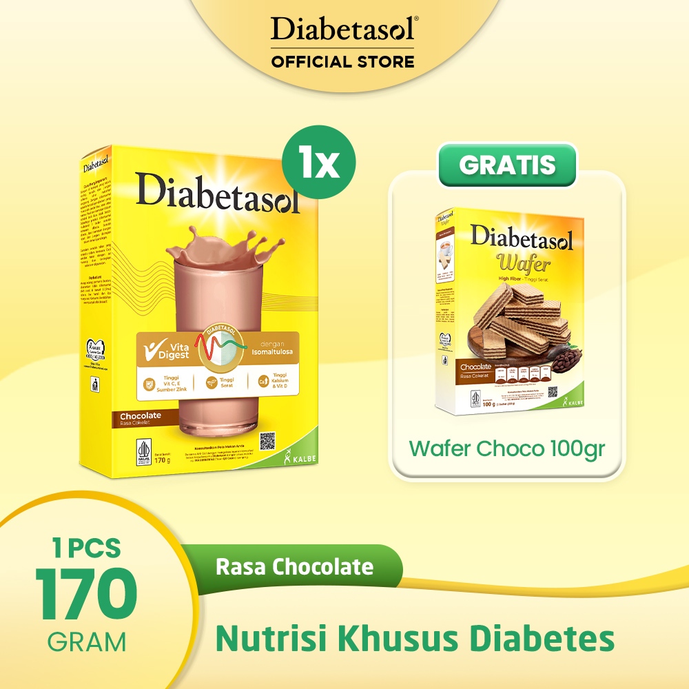 

BUY 1 Diabetasol Chocolate 170g free Diabetasol Wafer 2x50g