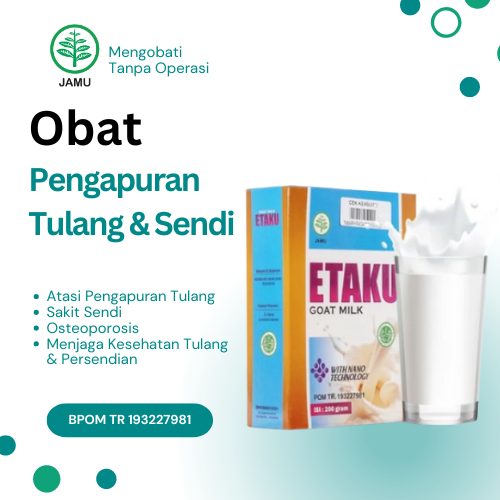 

Obat Pengapuran Tulang Lutut Dan Sakit Sendi Susu Kambing Etaku Asli
