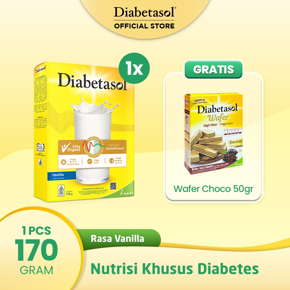 

BUY 1 Diabetasol Vanilla 170g free Diabetasol Wafer 50g