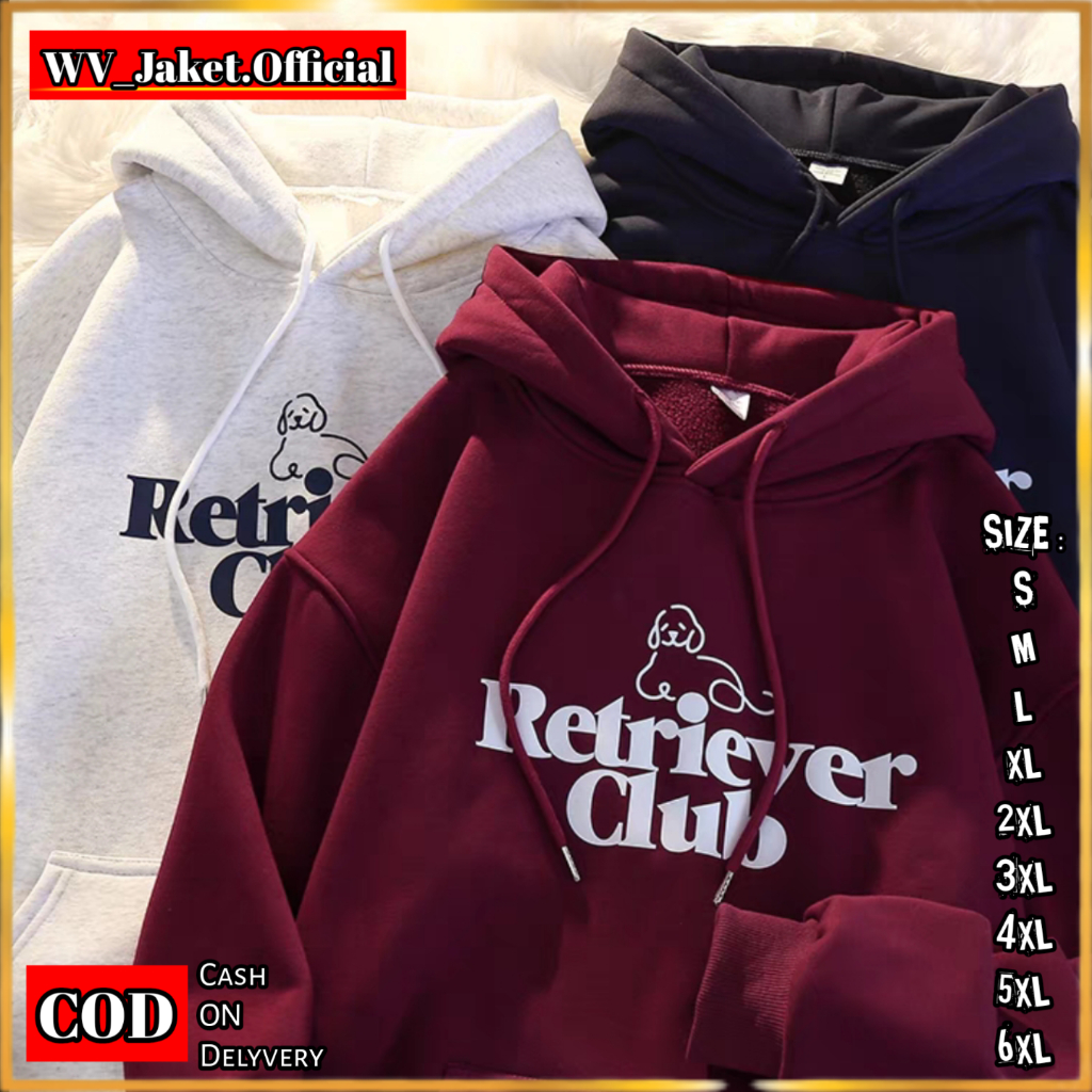 Jacket Hoodie Pullover RETRIEVER CLUB Oversize Korean Style Ready Size S M L XL Jumbo 2XL 3XL 4XL 5X