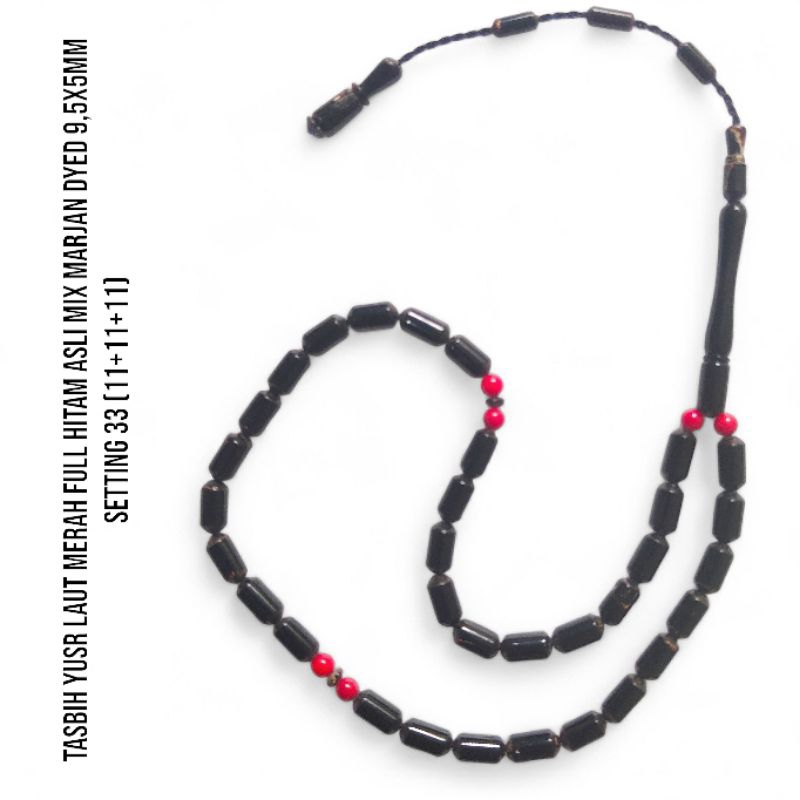 Tasbih Yusr Laut Merah mix Marjan bamboo coral dyed 33butir Original Mesir