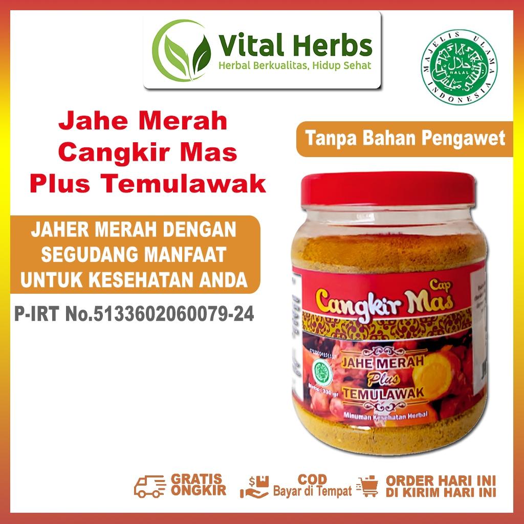 

Vital Herbs - Cangkir Mas Jahe Merah Plus Temulawak Kunyit Minuman Kesehatan Herbal