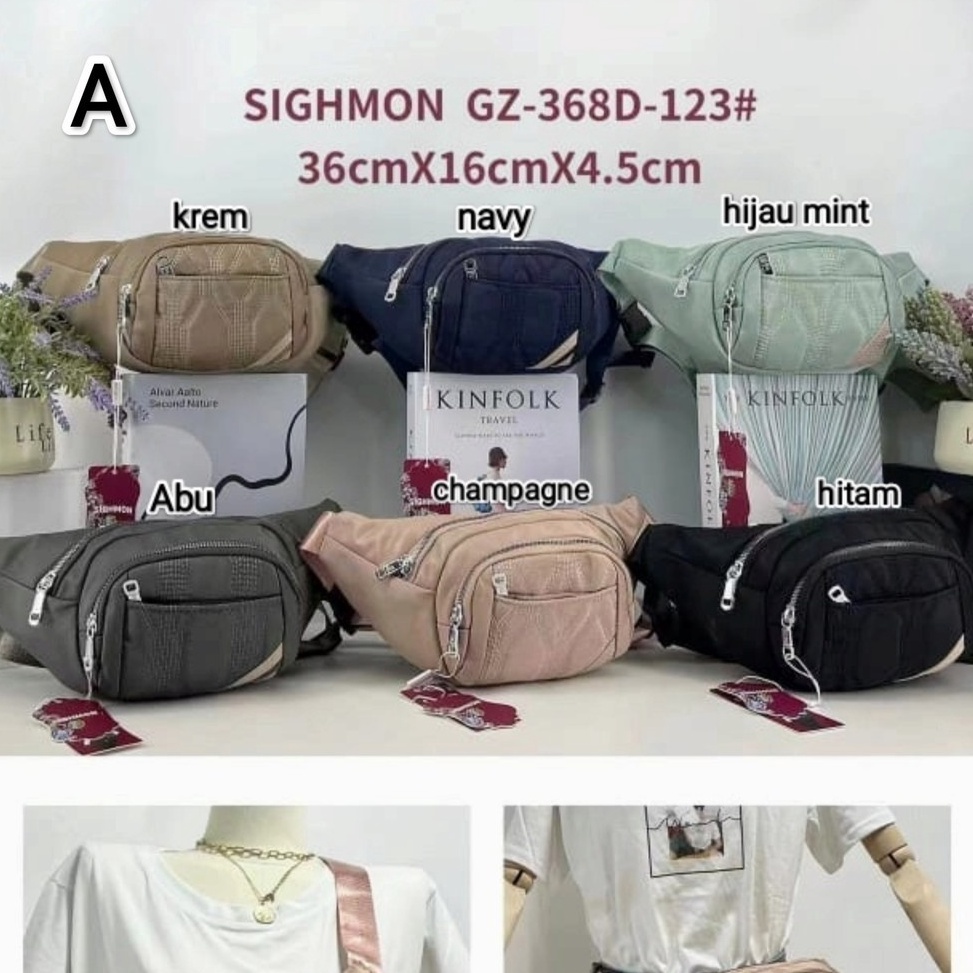 ART E44Y waistbag sighmon Tas pinggang wanita tas selempang cewek kanvas asli import kekinian anti a