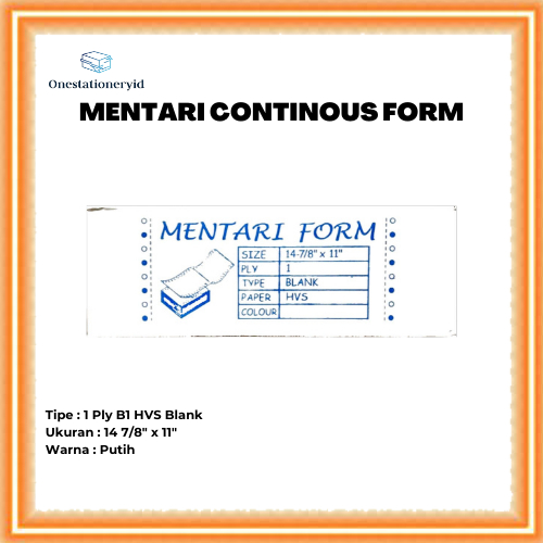 

Kertas Continuous / Continous Form 1 Ply, 1 Rangkap B1 HVS Garis 11 7/8" x 11