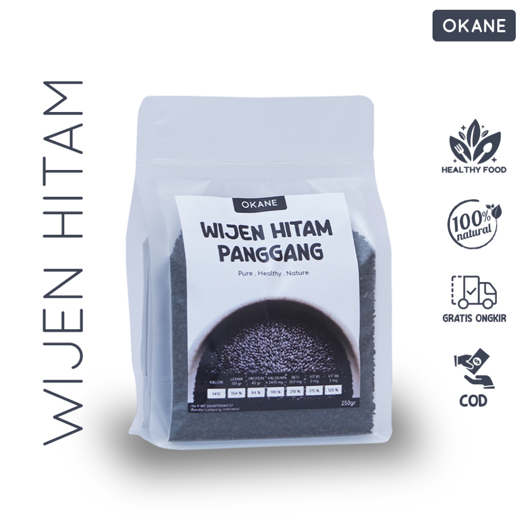 

Biji Wijen Hitam Panggang OKANE 250 gr / Camilan Sehat Biji Wijen Hitam Panggang 250 gr