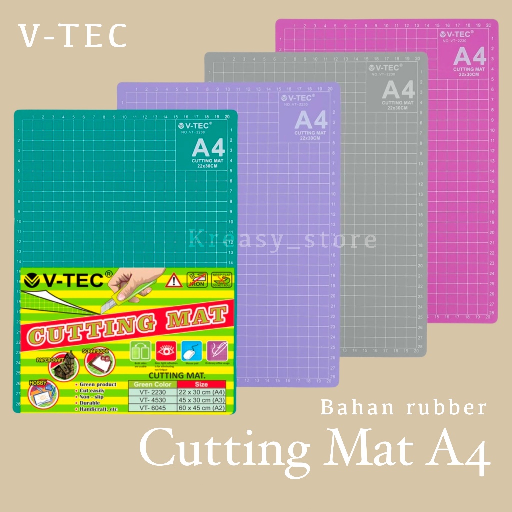 

V-TEC Cutting Mat A4 30x22cm Kualitas Bagus - Alas Potong Kerajinan Tangan - Crafting Mat Pad - Work Cutting Pad - Alas Clay