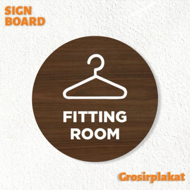 Signage Fitting Room Sign Board Kamar Pas Papan Nama Ruang Sticker Label Tulisan Wooden Kayu