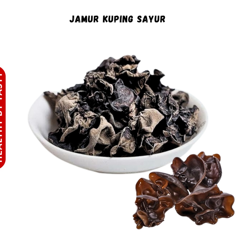 

Pasti Laku Jamur Kuping Kering Bokni Bokji Hitam Dried Black Fungus 4g