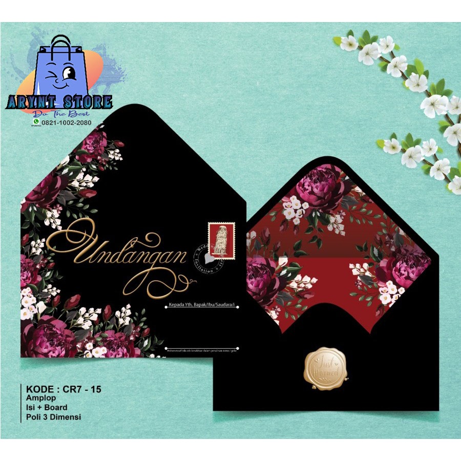 Undangan Nikah Hard Cover Single Board Lipat 2 plus Amplop