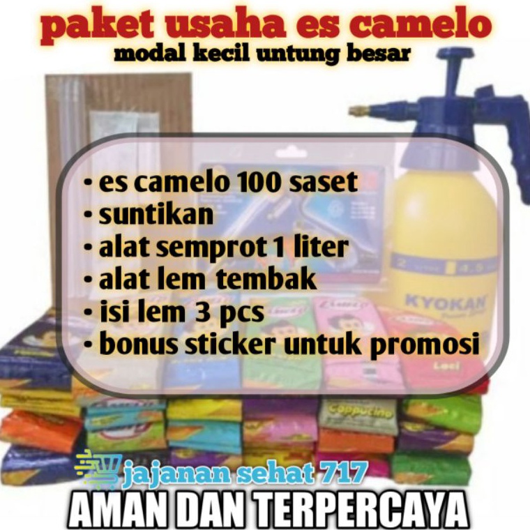 

Harga lebay PAKET USAHA ES CAMELO KOMPLIT tinggal produksi modal kecil untung besar