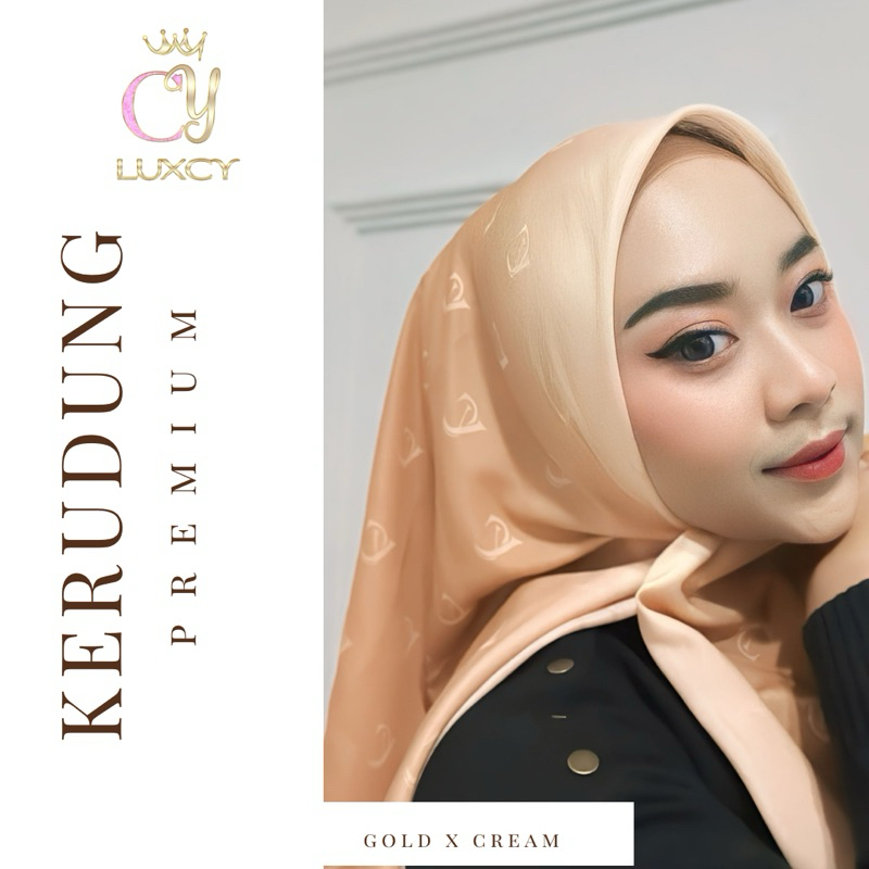 Hijab segi empat warna cream gold gradasi voal signature premium luxcy 115x115