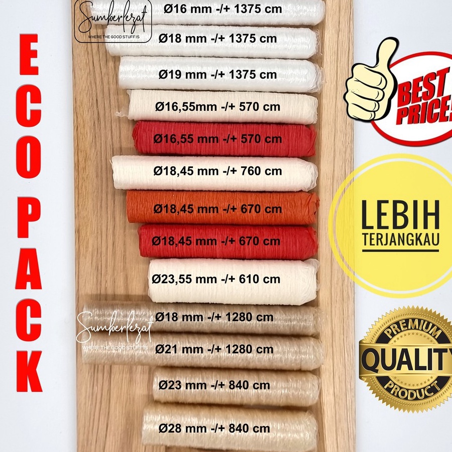 

COD ECO PACK Casing Kulit Selongsong Sosis Plastik Selulosa Kolagen Collagen Edible Halal Food Grade