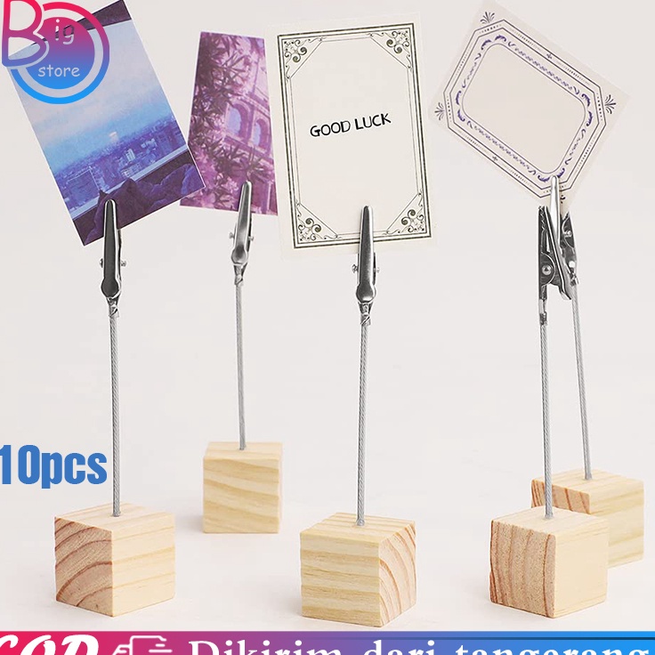 

Kejar Irit 1pcs Price Tag Kayu Photo Card Holder Tatakan Holder Foto Nomor Meja Kayu