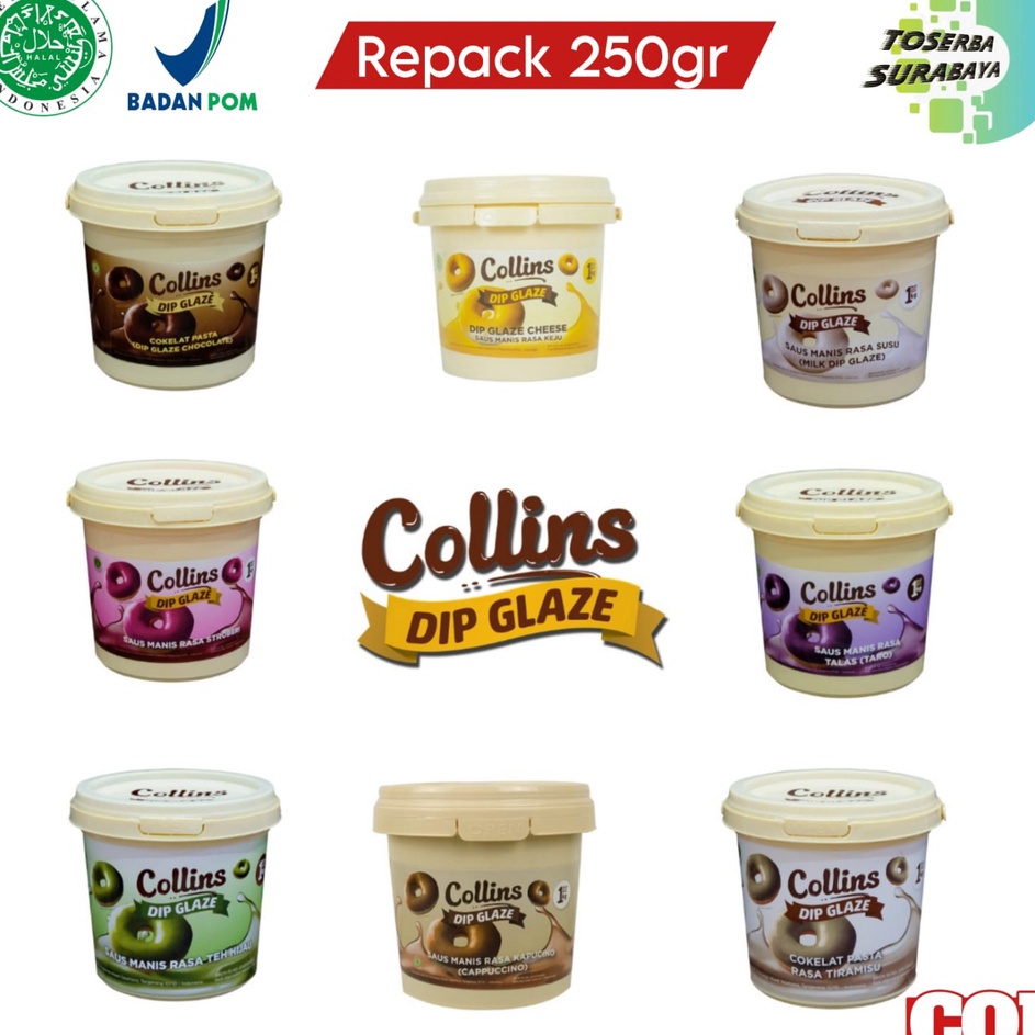 

Super Untung GLAZE COLLINS Repack 25gr Collins Dip GLAZE Donat Topping Filling OlesanIsian