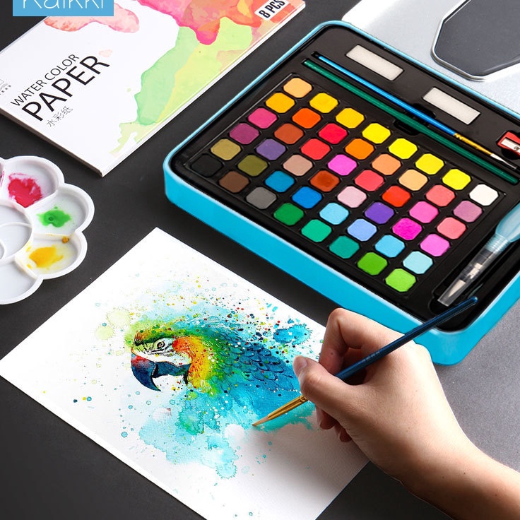 

Big Star Kaikki Watercolor Paint Set cat air warna 243648 Solid Alat Cat Air watercolor set Termasuk Kuas dan Kertas Gambara