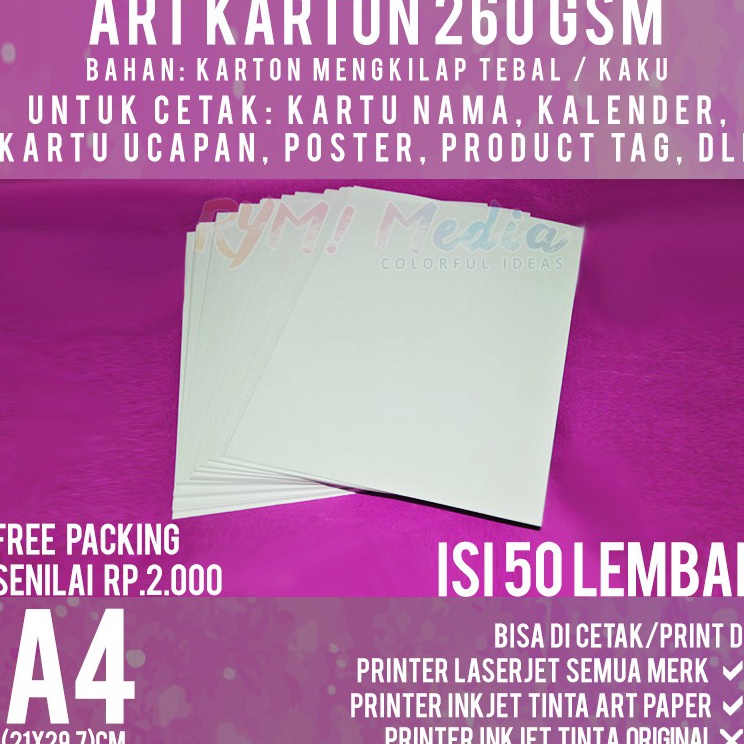

Buruan Bayar Art Karton 26 gsm A4 isi 5 lbr Kertas Art Carton Paper Glossy 26 gram