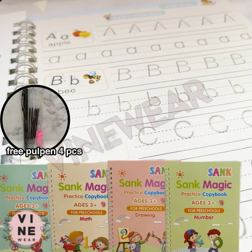 

Lebih Berkualitas SANK Magic Practice Book Buku Ajaib Belajar Menulis dan Menggambar Anak 1 SET ISI 4 BUKU