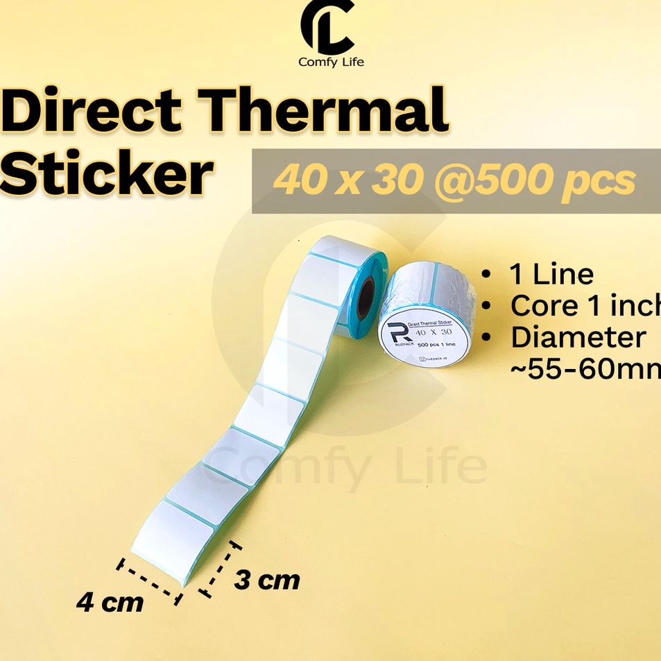 

Murah Luar Biasa DIRECT THERMAL STICKER 4x3 MM KERTAS LABEL STIKER BARCODE 1 LINE 5 PCS