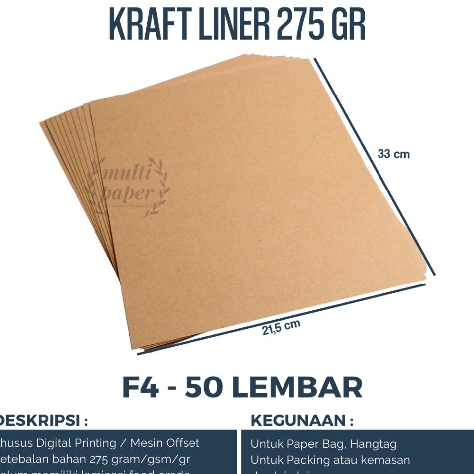 

Super Laris Samson Kraft 275 gsm F4 isi 5 lembar Kertas Samson Kraft Liner Tebal 275 gram