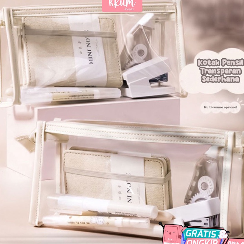 

Lebih Keren Kotak pensil korea pouch tempat pensil transparant simple besar pencil case