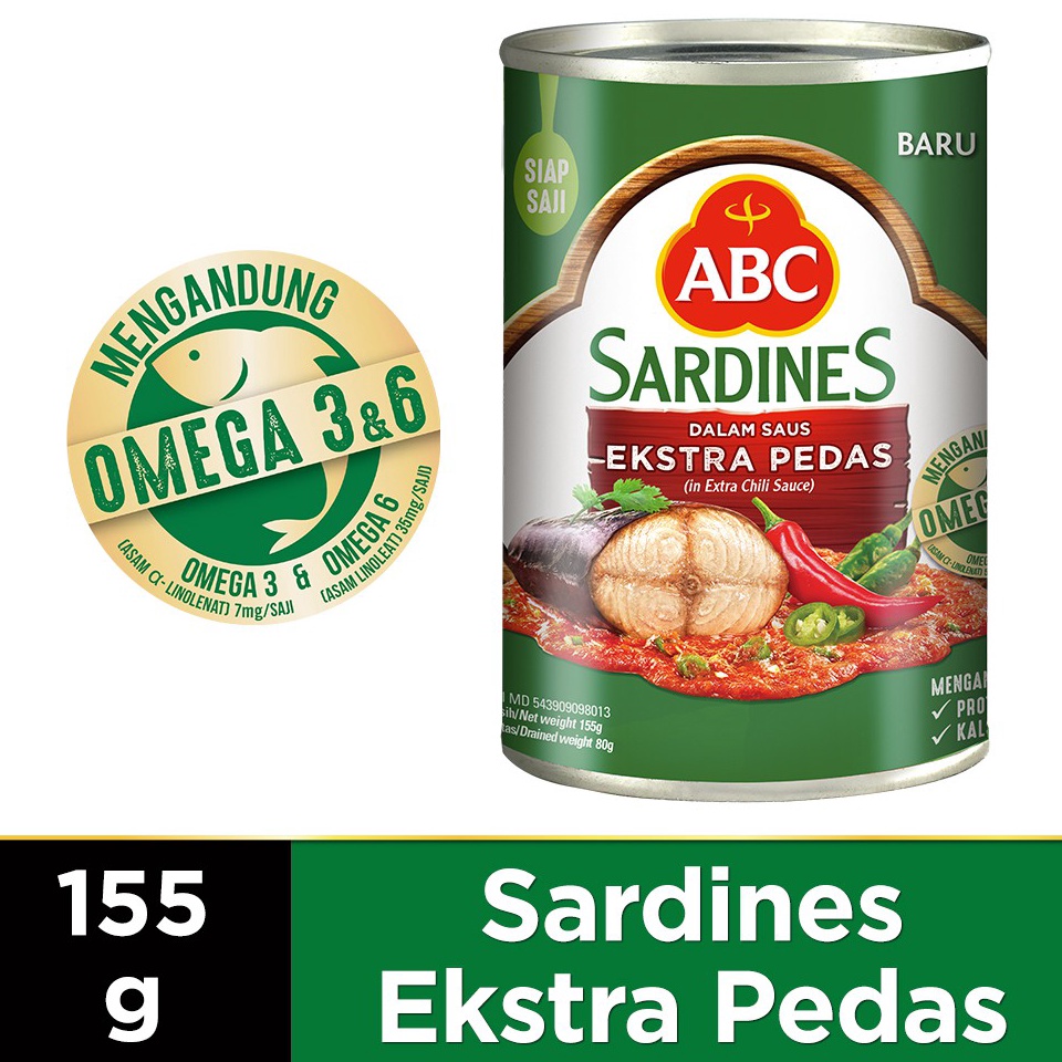 

Cekout sekarang ABC Sarden Saus Extra Pedas 155 g