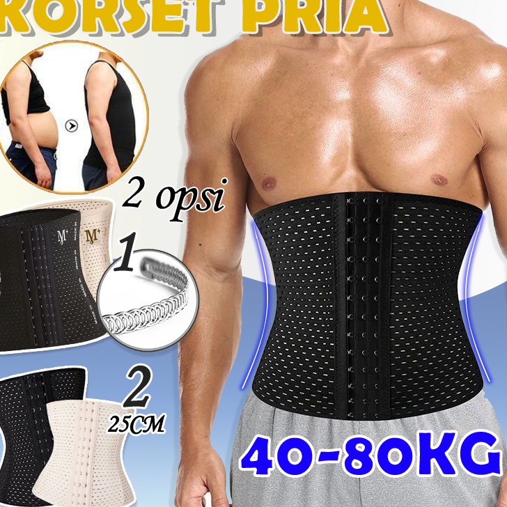 COD Korset Pria Pelangsing olahaga Perut Buncit Perut 25cm kait 6 Sabuk Pembakar Lemak Waist Korset 