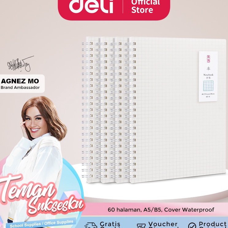 

Pasti Baru Deli Spiral Notebook Buku Spiral A5B5 6 halaman Cover PP Transparant Waterproof LPA56 LPB56