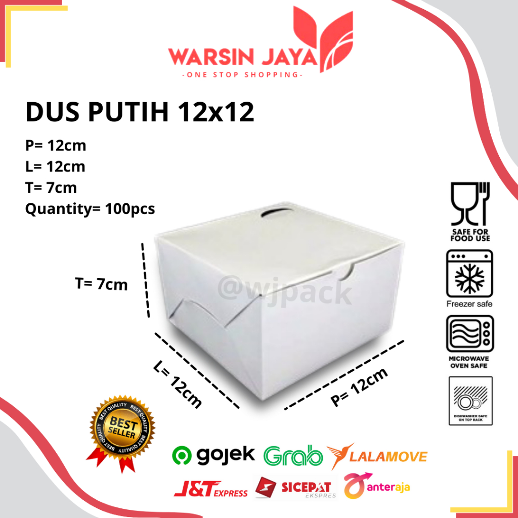 

Dus putih snack Isi 100pcs - 12x12 - 12x14 - 12x16 - snack box