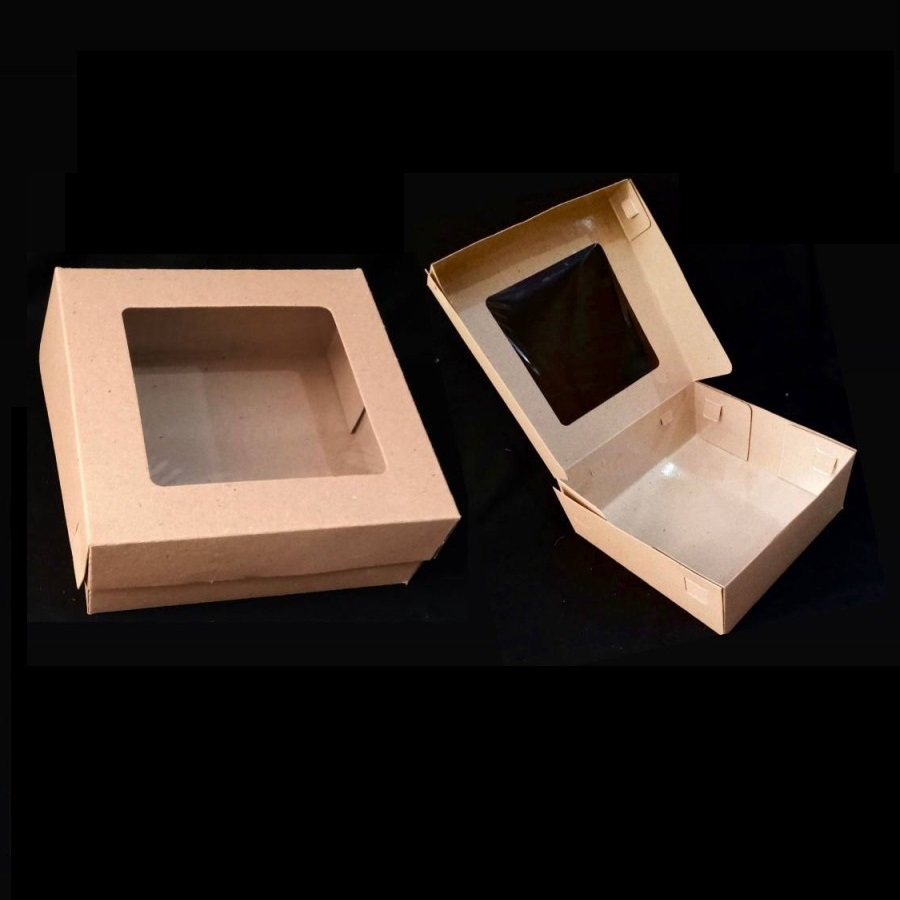 

(5 Pcs) Kotak Kue Borwnies Packaging Box Mika Lapis Legit Cake Tart Dus Laminasi Dalam Tempat Roti 25x25x10 Cm