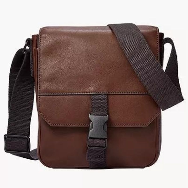 Tas Pria Authentic Fossil Weston Courier Dark Brown