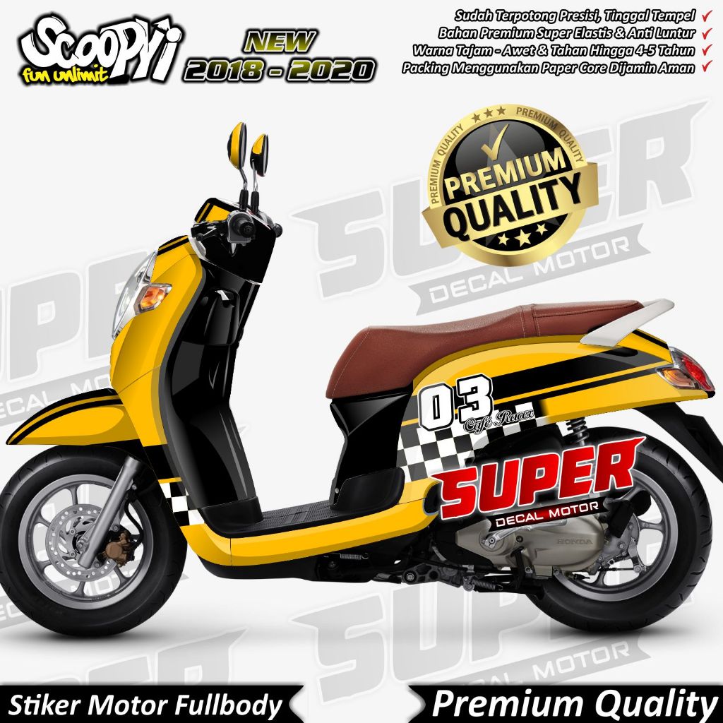 Stiker Decal Scoopy New Fi 2017 2018 2019 2020 Full Body Variasi Konsep Cafe Racer