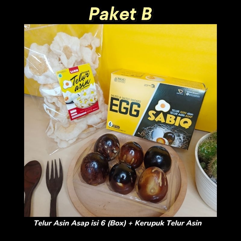 

SABIQ Paket Ekonomis B || Telur Asap isi 6 (Box)+Kerupuk Telur Asin 60gr