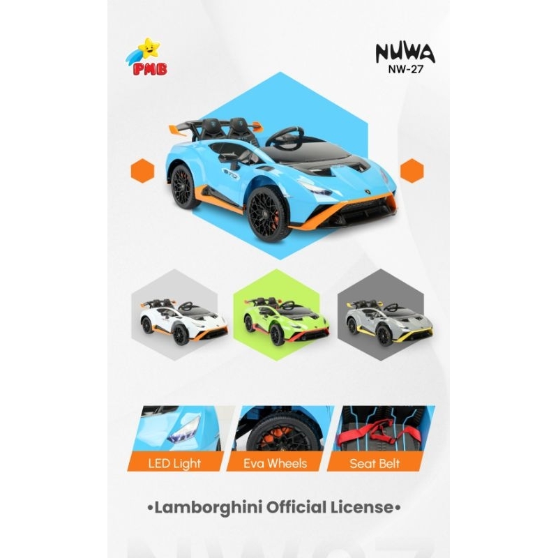 Mainan Anak Mobil Aki PMB NUWA NW27 Lamborghini Official Licensed