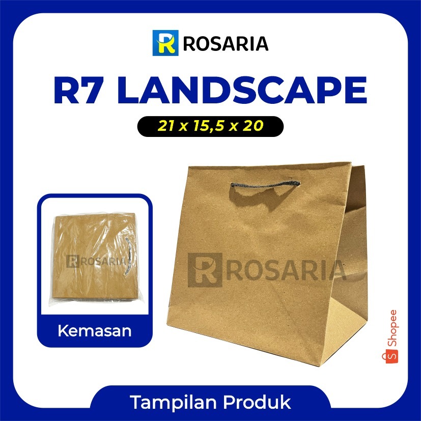 

TAS KERTAS R7 LANDSCAPE 21 x 15,5 x 20 COKLAT PaperBag Polos Kraft Souvenir Hajatan Kado Hampers Lusinan
