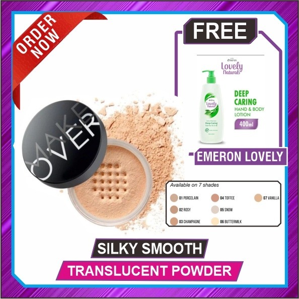 MAKE OVER SILKY SMOOTH TRANSLUCENT POWDER 35 G - BEDAK TABUR | FREE EMERON LOVELY