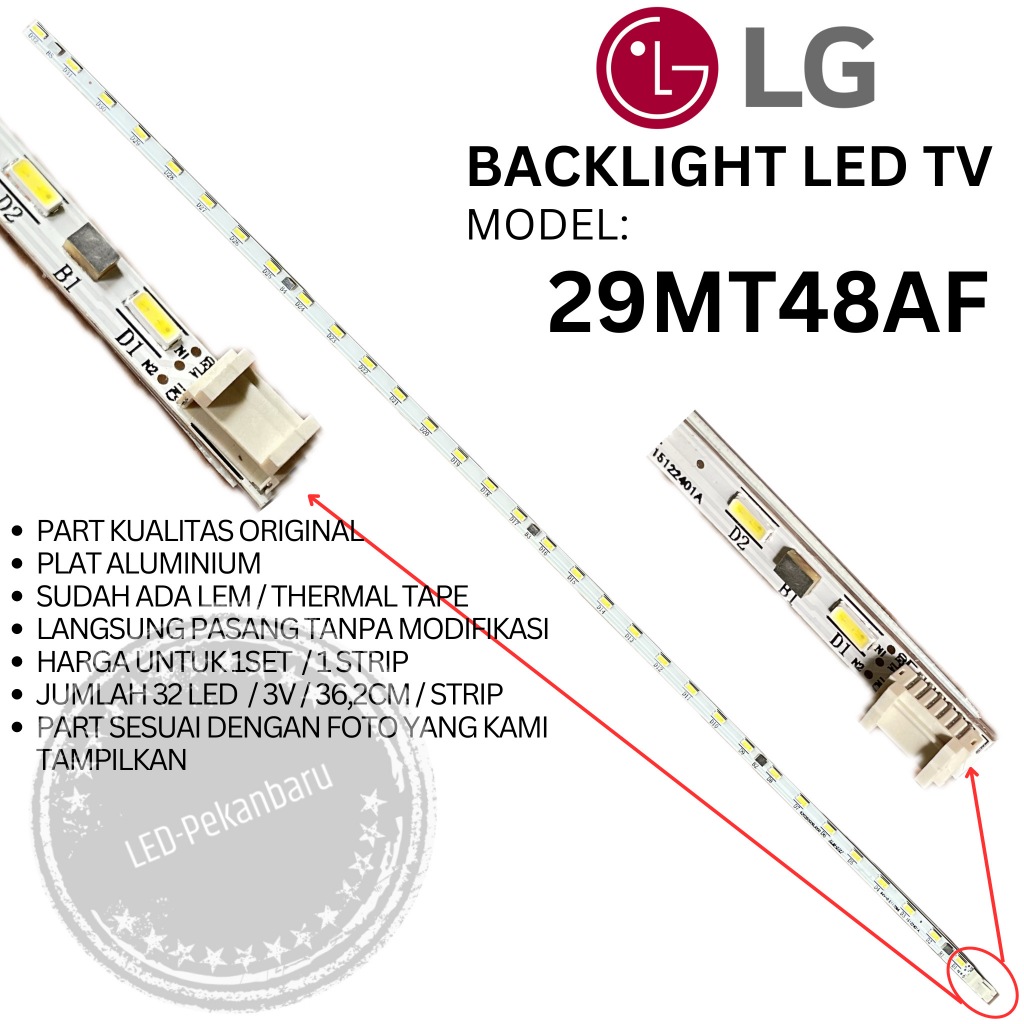 BACKLIGHT LED TV LG 29 INC 29MT48AF 29MT48 AF LAMPU BL 32LED 3V 36.2CM